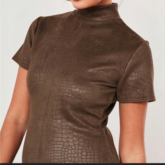 Misguided mini high neck brown dress - Picture 5 of 7